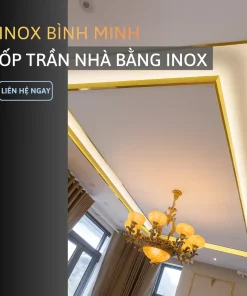 ỐP TRẦN NHÀ BẰNG INOX VÀNG GƯƠNG.
